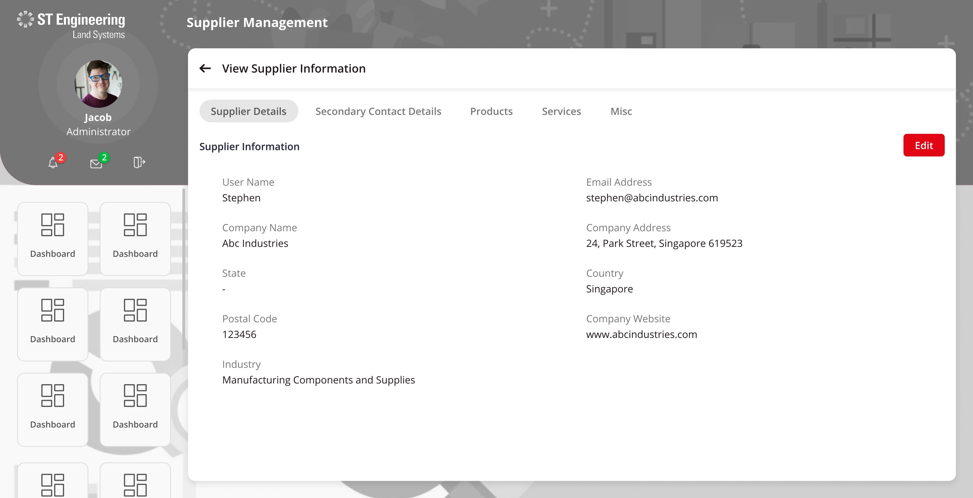 Supplier Profile (Manager)