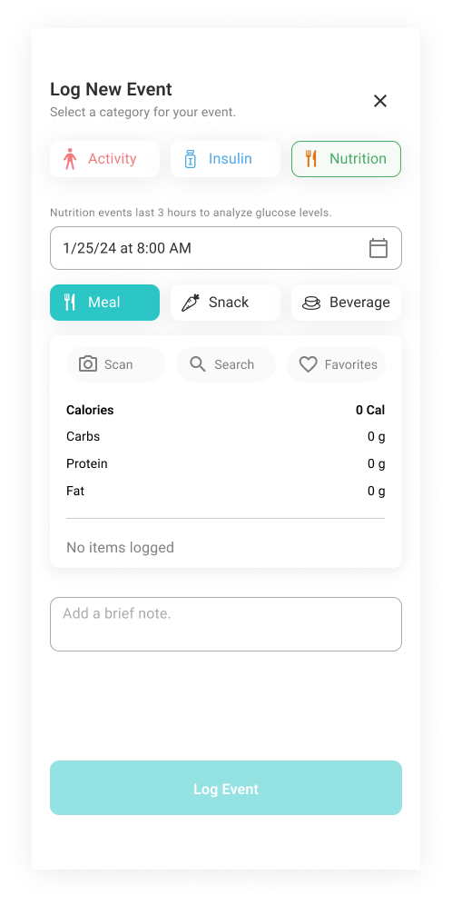 GlucoSense redesigned screen 3