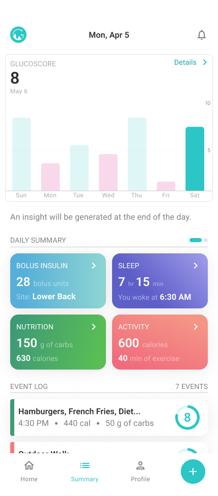 GlucoSense redesigned screen 2